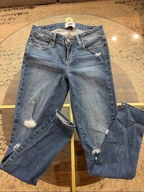 PAIGE Women’s Blue Distressed Skinny Jeans